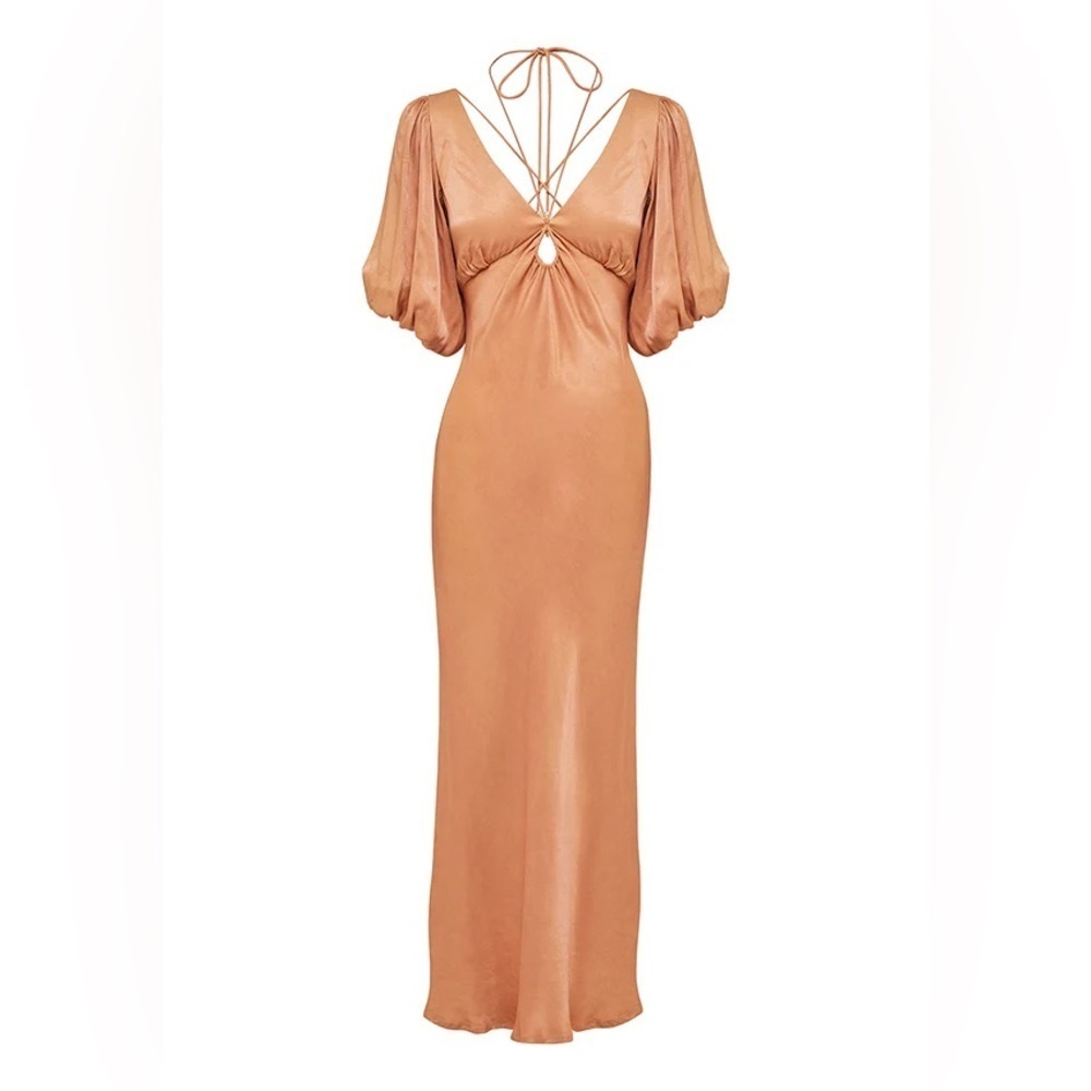 MOS The Label Ethereal Sleeved Keyhole Puff Sleeve Midi Dress Size 4